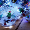 Новогодняя гирлянда штора, Шарики с игрушкой Елочка внутри, 3 метра, 8 шаров, цвет: белый