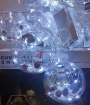 Новогодняя гирлянда штора, Шарики с игрушкой Снеговик внутри, 3 метра, 8 шаров, цвет: белый