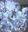 Новогодняя гирлянда штора, Шарики с игрушкой Снеговик внутри, 3 метра, 8 шаров, цвет: белый