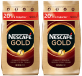 Кофе растворимый Nescafe Gold м/у с добавлением молотого 900 г 2 штуки купить в Москве