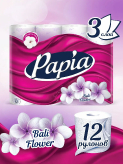 Туалетная бумага Papia Балийский цветок 3-слойная 12 шт купить в Москве