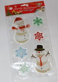 Лист с силиконовыми наклейками 3D 31х20см Снеговики и снежинки купить в Москве