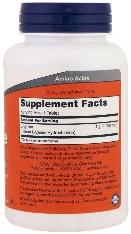 Now L-Lysine 1000 мг купить с доставкой, цена: 2 414 ₽, 250 таблеток